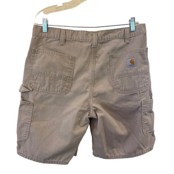 Carhartt Relaxed Fit Canvas Work Shorts Men's Size 36x10 Khaki Tan Cotton - Picture 2 of 6